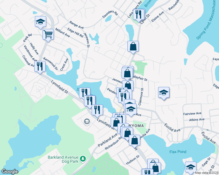 map of restaurants, bars, coffee shops, grocery stores, and more near 8 Newbern Street in Lynn