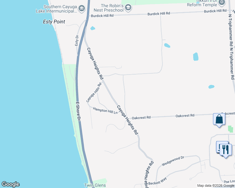 map of restaurants, bars, coffee shops, grocery stores, and more near 991 Cayuga Heights Rd in Ithaca