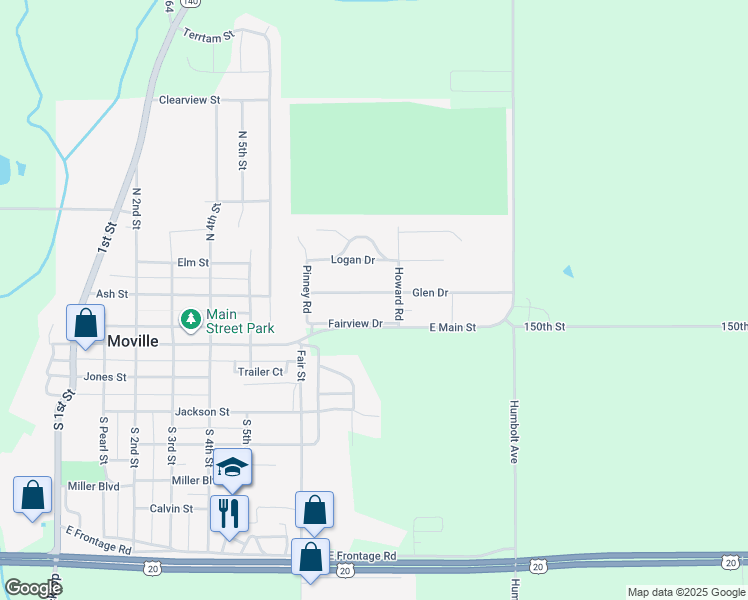 map of restaurants, bars, coffee shops, grocery stores, and more near 774 Glen Drive in Moville
