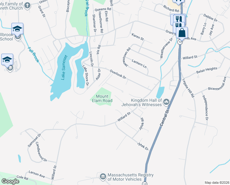map of restaurants, bars, coffee shops, grocery stores, and more near 33 Isabel Circle in Leominster