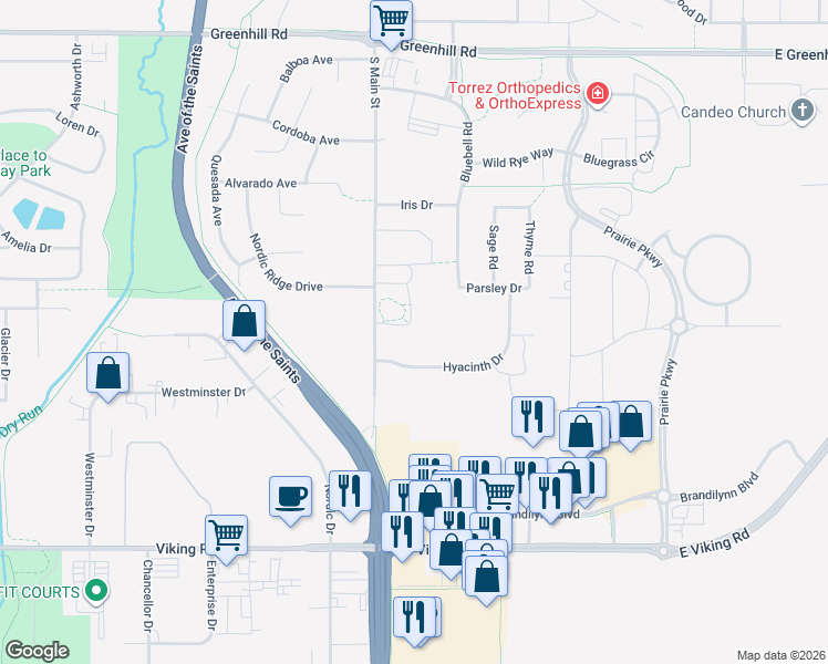 map of restaurants, bars, coffee shops, grocery stores, and more near 5300 South Main Street in Cedar Falls