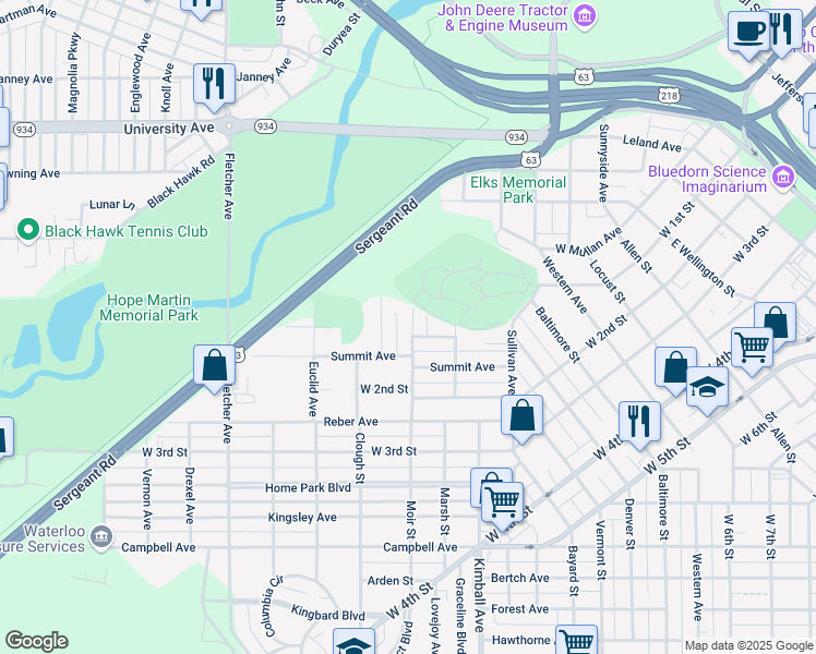 map of restaurants, bars, coffee shops, grocery stores, and more near 124 Moir Street in Waterloo