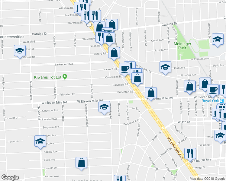 map of restaurants, bars, coffee shops, grocery stores, and more near 866 Princeton Road in Berkley