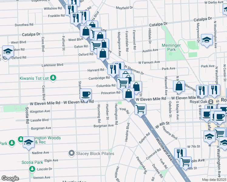 map of restaurants, bars, coffee shops, grocery stores, and more near 724 Princeton Road in Berkley