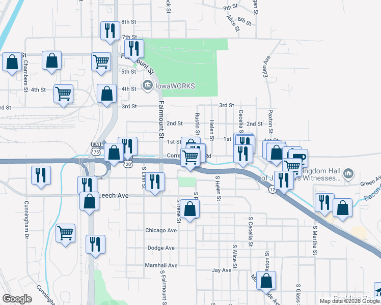 map of restaurants, bars, coffee shops, grocery stores, and more near 2819 Correctionville Road in Sioux City