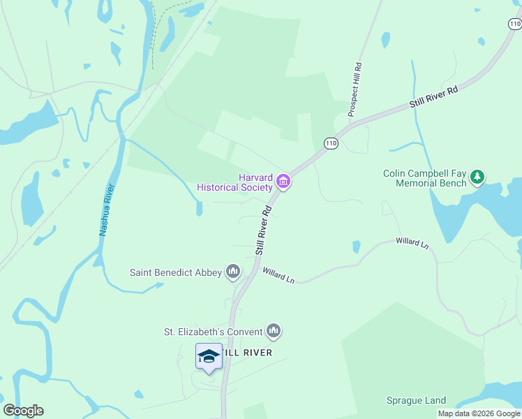 map of restaurants, bars, coffee shops, grocery stores, and more near 222 Massachusetts 110 in Bolton