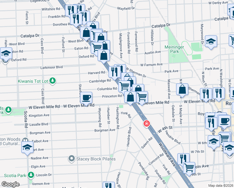 map of restaurants, bars, coffee shops, grocery stores, and more near 724 Princeton Road in Berkley