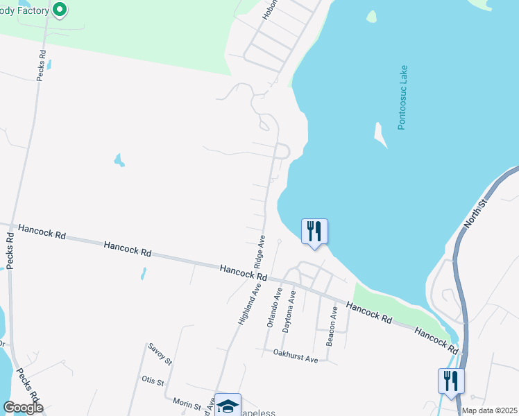 map of restaurants, bars, coffee shops, grocery stores, and more near 85 Ridge Ave in Pittsfield