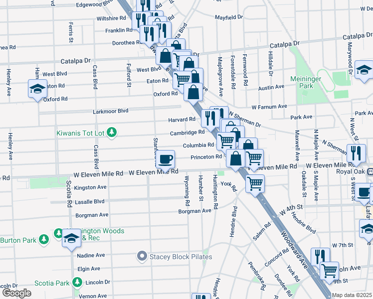 map of restaurants, bars, coffee shops, grocery stores, and more near 866 Princeton Road in Berkley