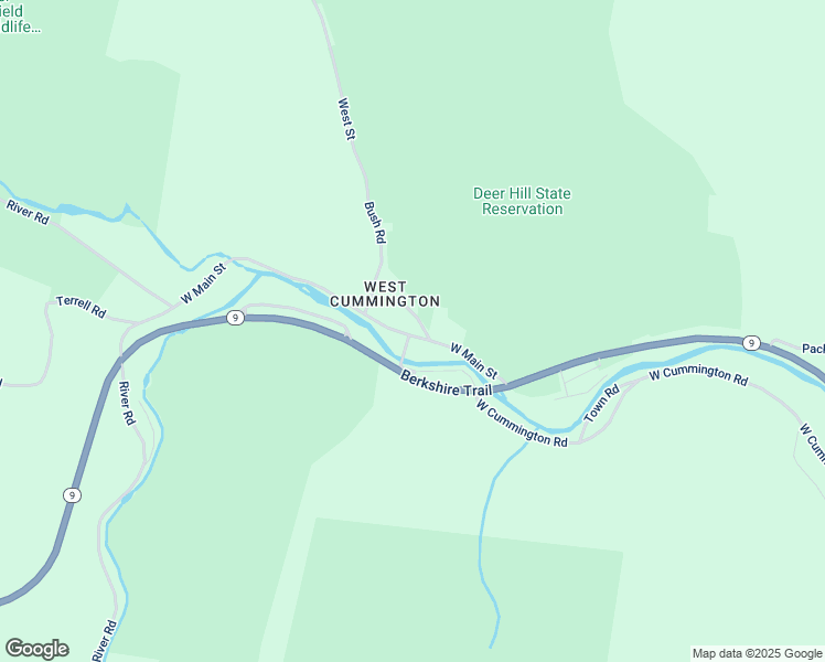 map of restaurants, bars, coffee shops, grocery stores, and more near 21 West Main Street in Cummington