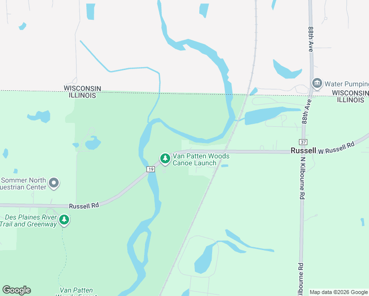 map of restaurants, bars, coffee shops, grocery stores, and more near 15021 Russell Road in Zion