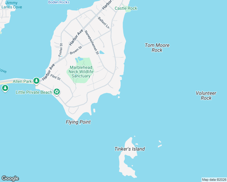 map of restaurants, bars, coffee shops, grocery stores, and more near 291B Ocean Avenue in Marblehead