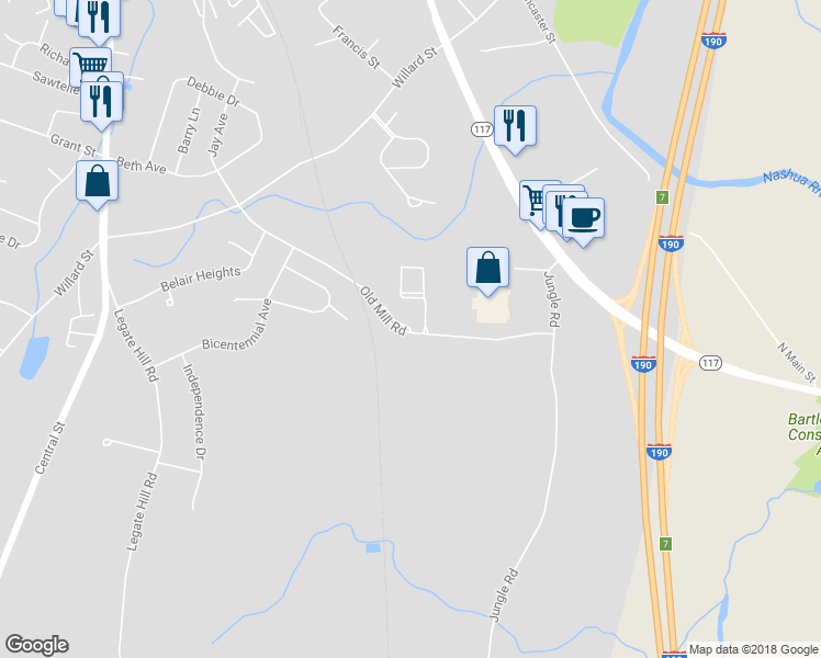 map of restaurants, bars, coffee shops, grocery stores, and more near 10 Gates Crossing in Leominster