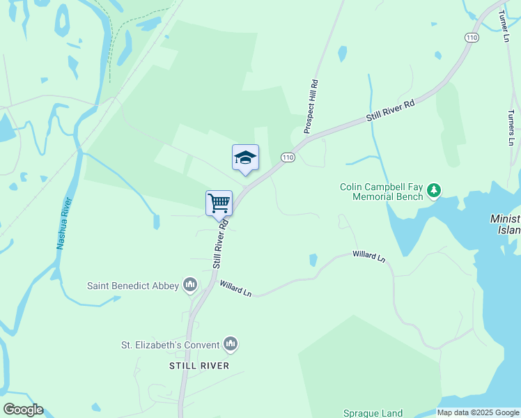 map of restaurants, bars, coffee shops, grocery stores, and more near 213 Still River Road in Bolton