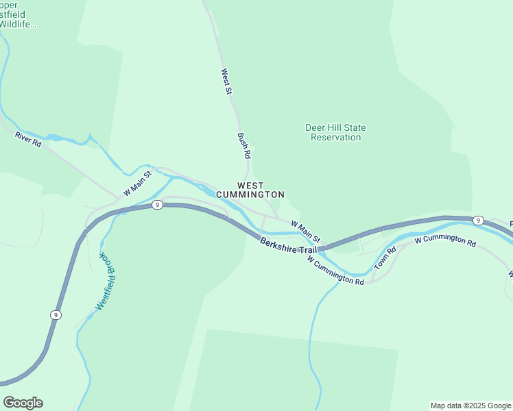 map of restaurants, bars, coffee shops, grocery stores, and more near 21 West Main Street in Cummington
