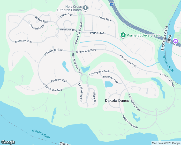 map of restaurants, bars, coffee shops, grocery stores, and more near E Sawgrass Trai in North Sioux City