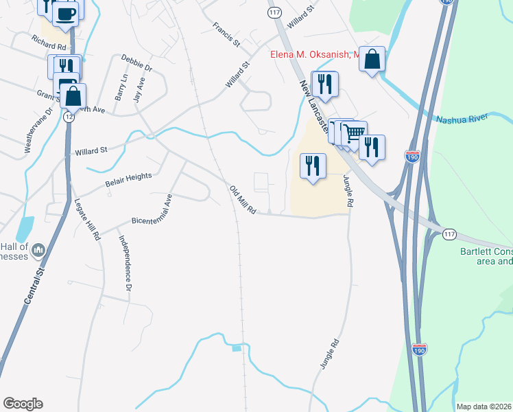 map of restaurants, bars, coffee shops, grocery stores, and more near 103 Berrington Road in Leominster