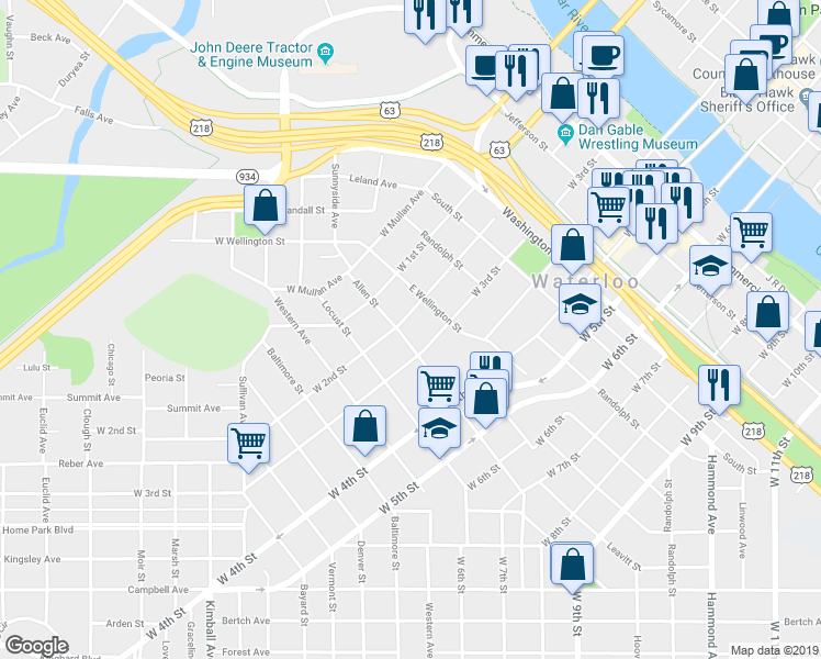 map of restaurants, bars, coffee shops, grocery stores, and more near 300 West Wellington Street in Waterloo