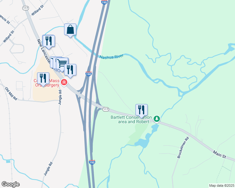 map of restaurants, bars, coffee shops, grocery stores, and more near North Main Street in Lancaster