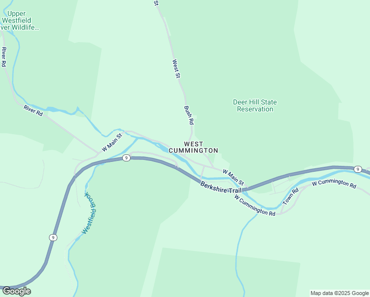 map of restaurants, bars, coffee shops, grocery stores, and more near 21 W Main St in Cummington