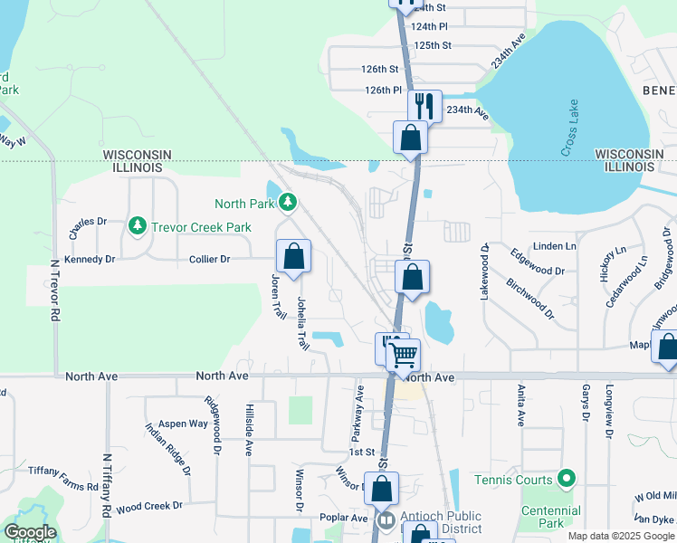 map of restaurants, bars, coffee shops, grocery stores, and more near 397 Donin Drive in Antioch