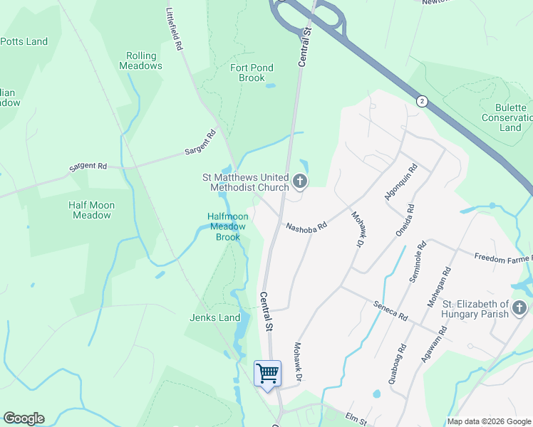 map of restaurants, bars, coffee shops, grocery stores, and more near 4 Littlefield Road in Acton