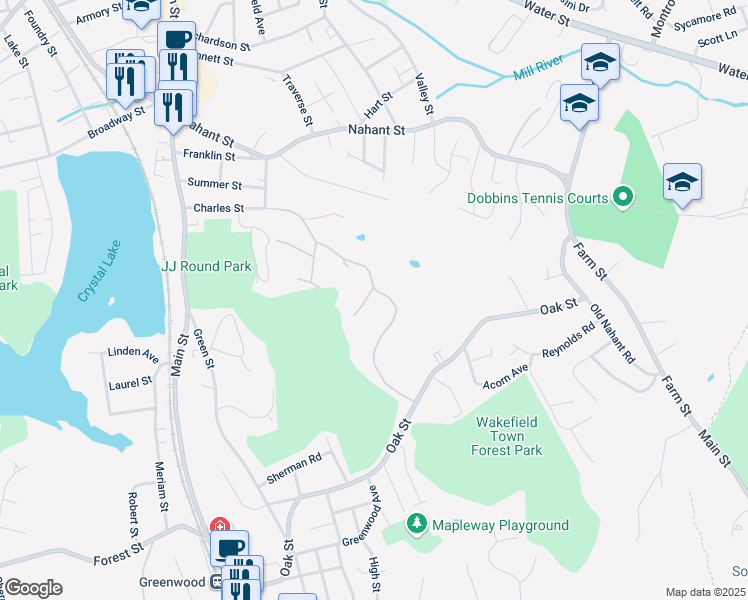 map of restaurants, bars, coffee shops, grocery stores, and more near 46 Holland Road in Wakefield