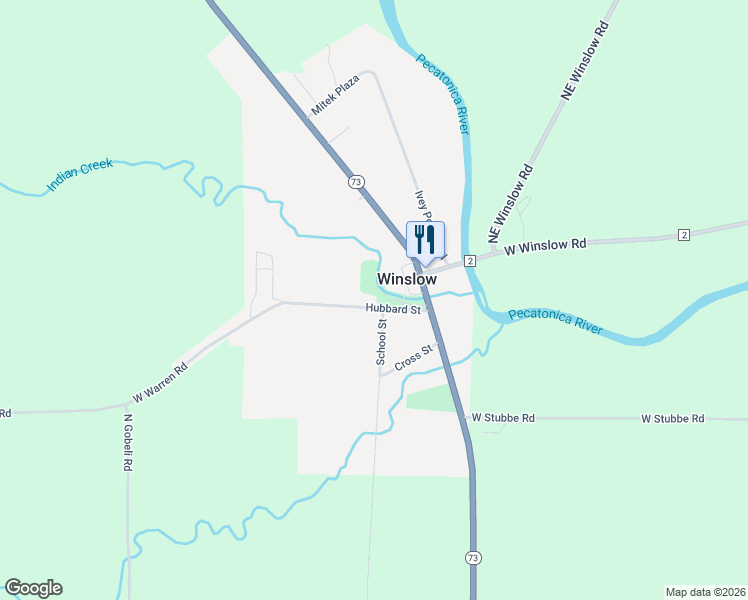 map of restaurants, bars, coffee shops, grocery stores, and more near 424 Hubbard Street in Winslow