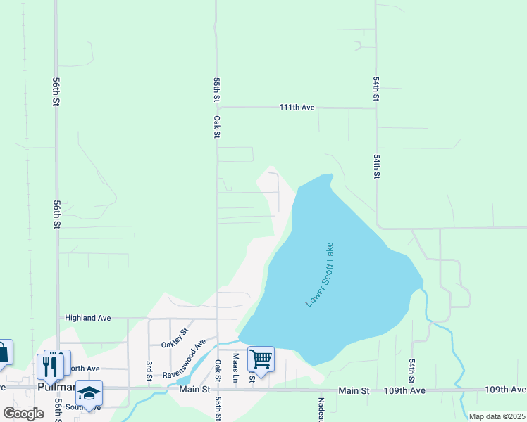 map of restaurants, bars, coffee shops, grocery stores, and more near 5470 Mac Street in Pullman