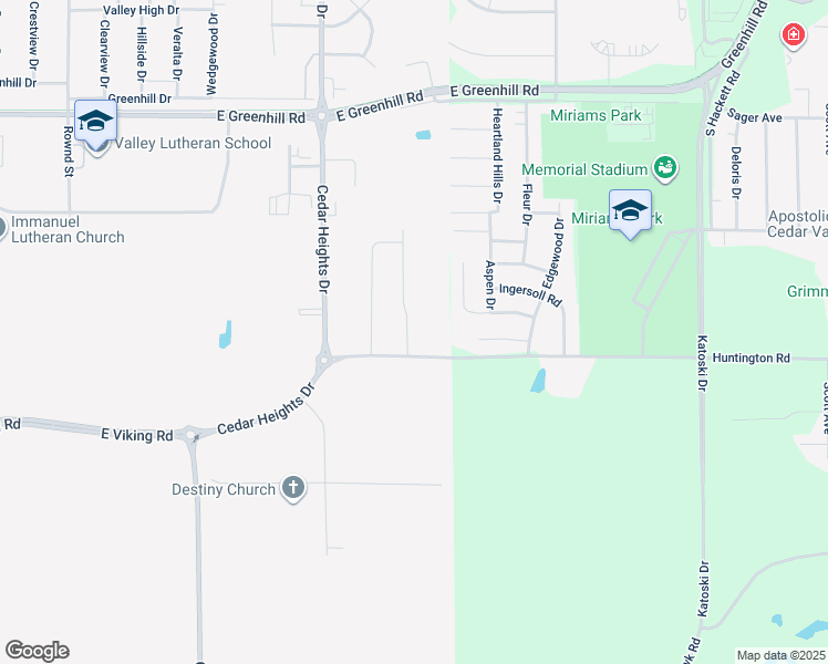 map of restaurants, bars, coffee shops, grocery stores, and more near 5110 Luke Street in Cedar Falls