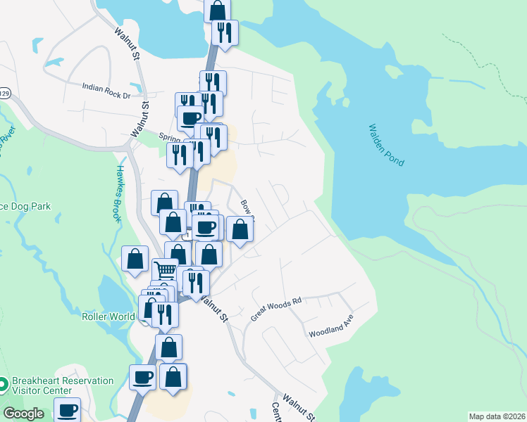 map of restaurants, bars, coffee shops, grocery stores, and more near 5 Guard Street Extension in Saugus