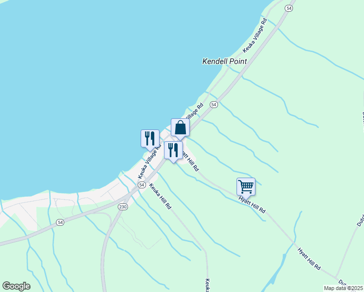 map of restaurants, bars, coffee shops, grocery stores, and more near 14720 New York 54 in Wayne