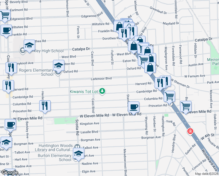 map of restaurants, bars, coffee shops, grocery stores, and more near 1335 Harvard Road in Berkley