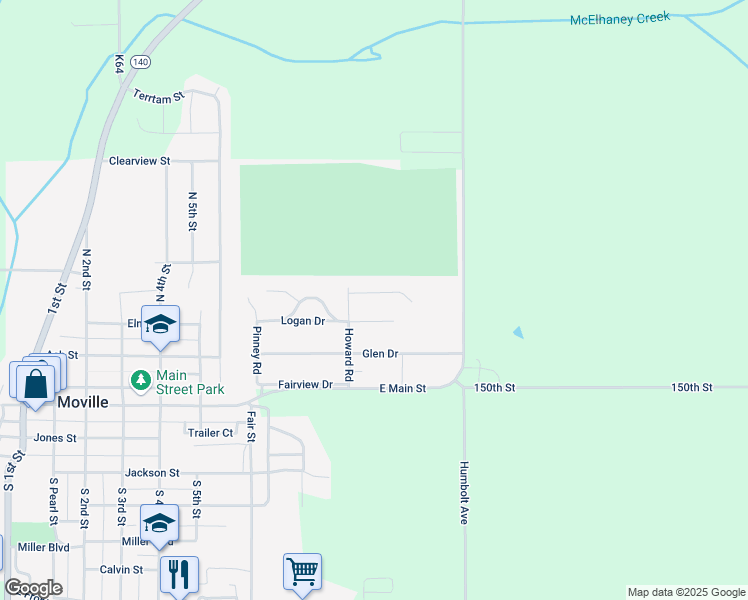 map of restaurants, bars, coffee shops, grocery stores, and more near 812 Meadow Drive in Moville