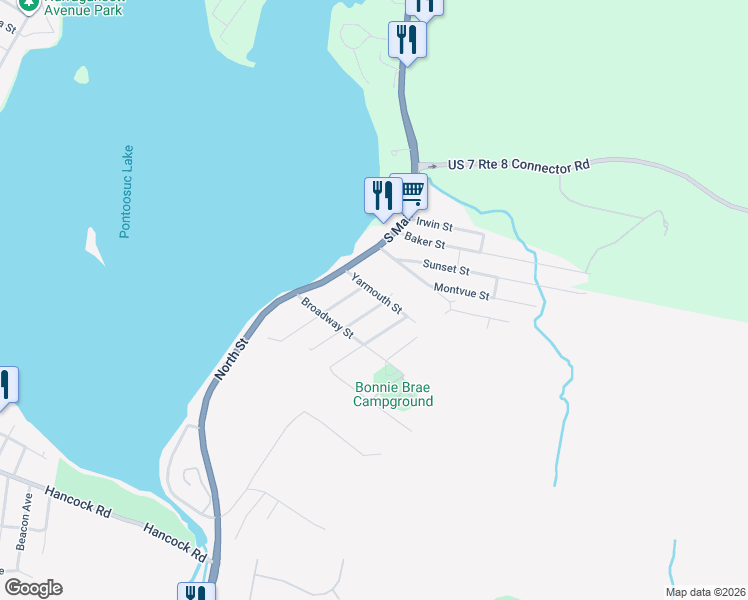 map of restaurants, bars, coffee shops, grocery stores, and more near 81 Westchester Ave in Pittsfield