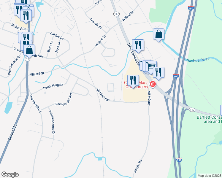 map of restaurants, bars, coffee shops, grocery stores, and more near 103 Berrington Road in Leominster