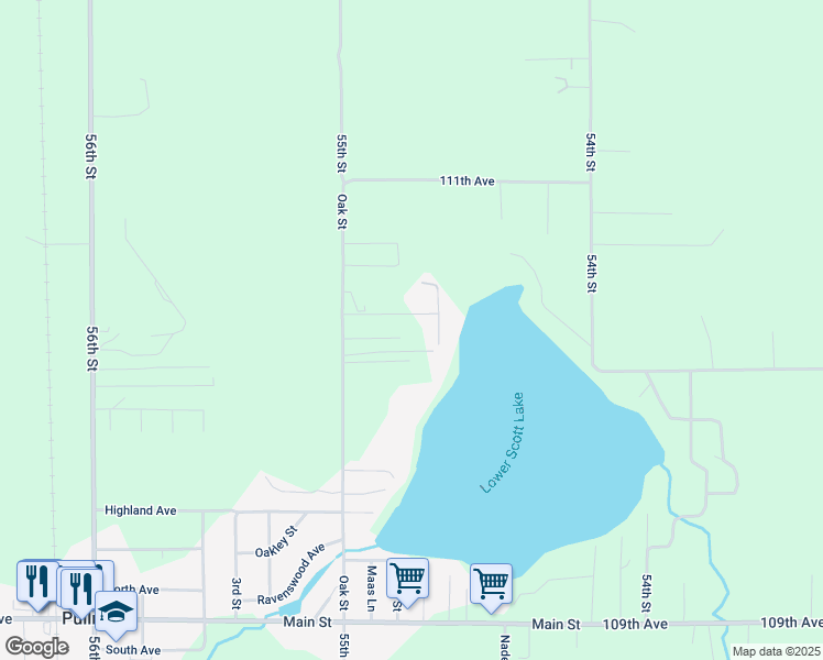 map of restaurants, bars, coffee shops, grocery stores, and more near 5470 Mac Street in Pullman