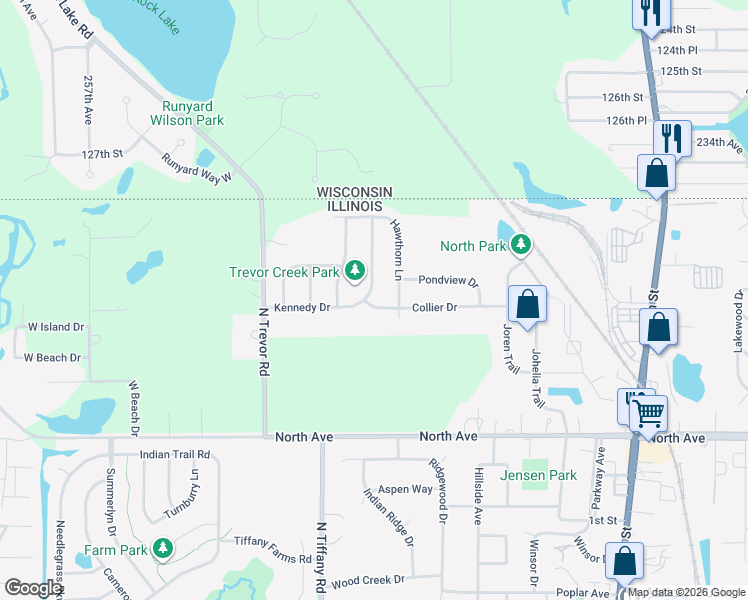 map of restaurants, bars, coffee shops, grocery stores, and more near 373 Kennedy Drive in Antioch