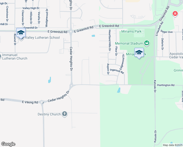 map of restaurants, bars, coffee shops, grocery stores, and more near 5110 Luke Street in Cedar Falls