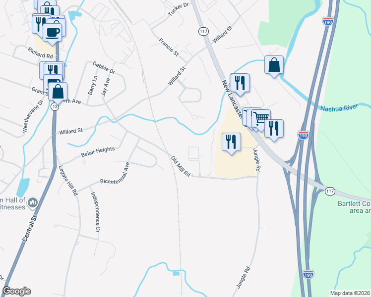 map of restaurants, bars, coffee shops, grocery stores, and more near 10 Gates Crossing in Leominster