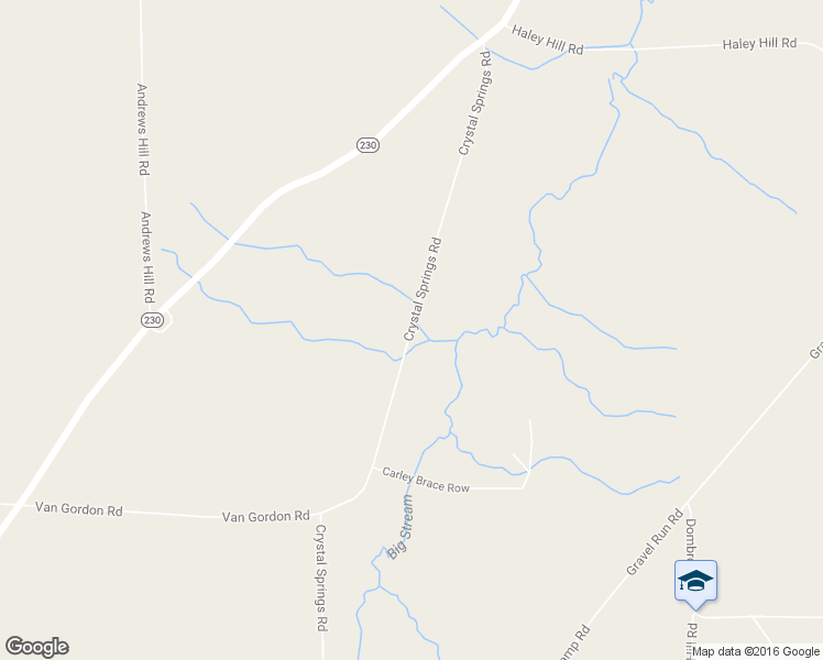 map of restaurants, bars, coffee shops, grocery stores, and more near Crystal Springs Rd in Yates