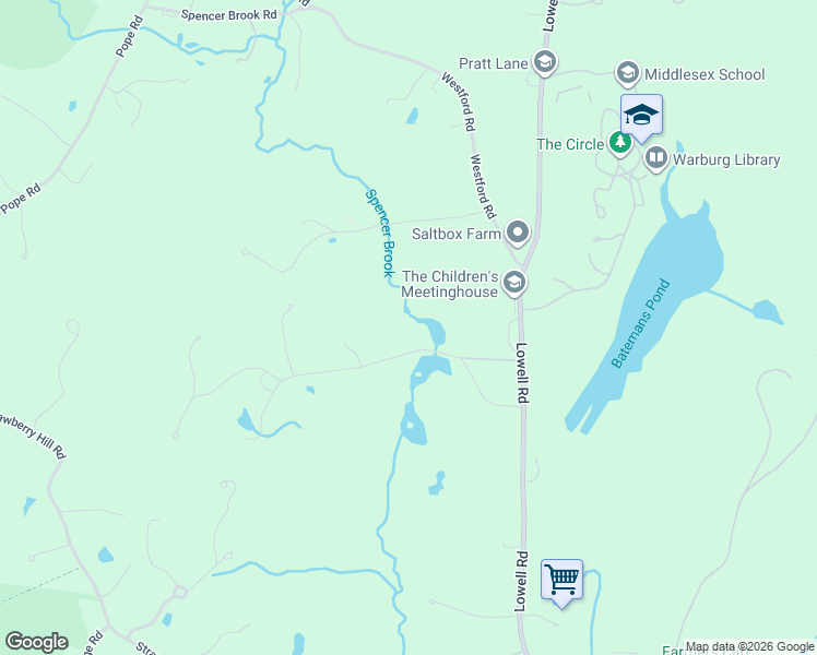 map of restaurants, bars, coffee shops, grocery stores, and more near 160 Lindsay Pond Road in Concord