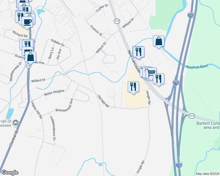 map of restaurants, bars, coffee shops, grocery stores, and more near 160 Berrington Road in Leominster