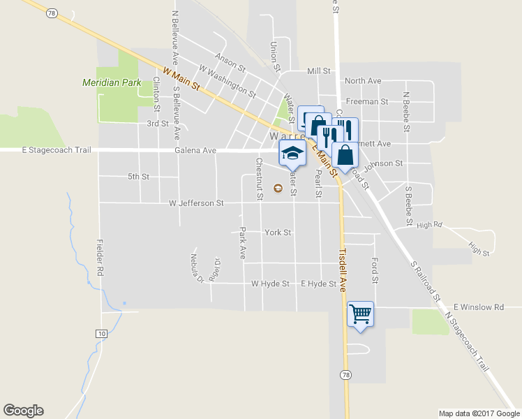 map of restaurants, bars, coffee shops, grocery stores, and more near 404 Chestnut Street in Warren