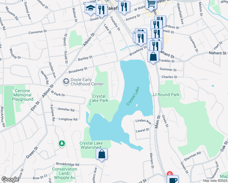 map of restaurants, bars, coffee shops, grocery stores, and more near 39 Sylvan Avenue in Wakefield