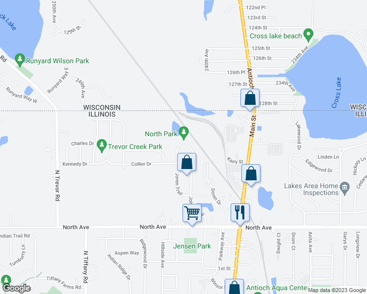 map of restaurants, bars, coffee shops, grocery stores, and more near 358 Donin Drive in Antioch