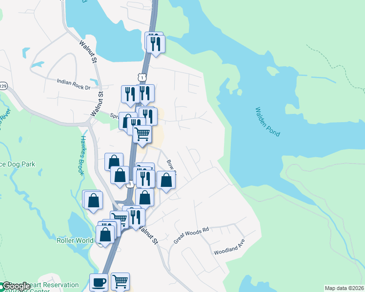 map of restaurants, bars, coffee shops, grocery stores, and more near 11 Jennifer Drive in Saugus