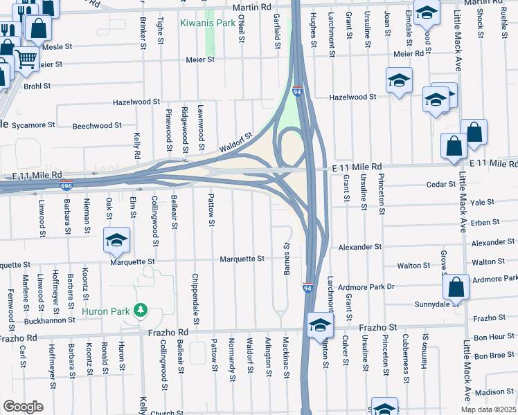 map of restaurants, bars, coffee shops, grocery stores, and more near 26790 Waldorf Street in Roseville