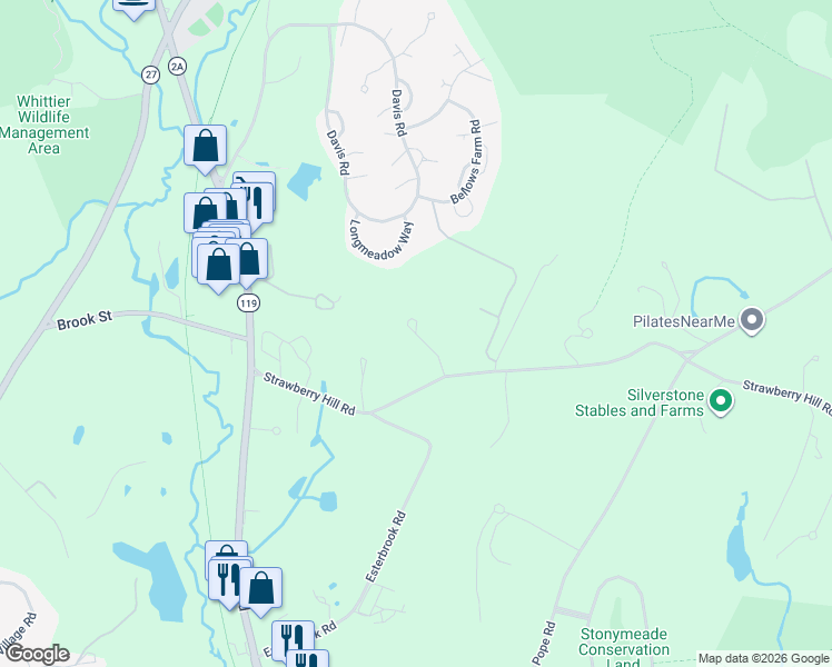 map of restaurants, bars, coffee shops, grocery stores, and more near 8 Ladyslipper Lane in Acton