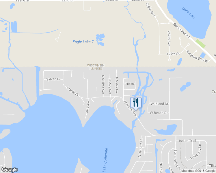 map of restaurants, bars, coffee shops, grocery stores, and more near 43348 North Mary Avenue in Antioch